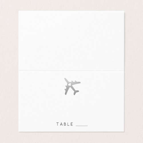 Silver Airplane with Heart Travel Theme Place Card