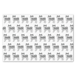 Silver Alaskan Malamute Cute Cartoon Dog Pattern Tissue Paper