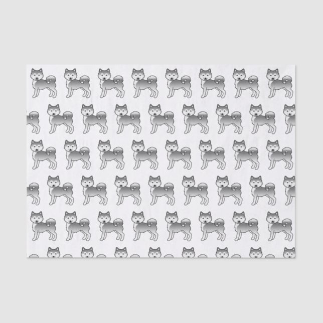 Silver Alaskan Malamute Cute Cartoon Dog Pattern Tissue Paper (Front)