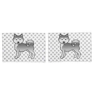 Silver Alaskan Malamute Cute Cartoon Dog Pillow Case