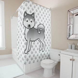 Silver Alaskan Malamute Cute Cartoon Dog Shower Curtain