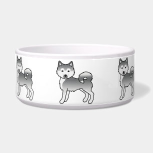 Silver Alaskan Malamute Cute Cartoon Dogs Bowl