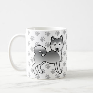 Silver Alaskan Malamute Cute Dog &amp; Paws Coffee Mug