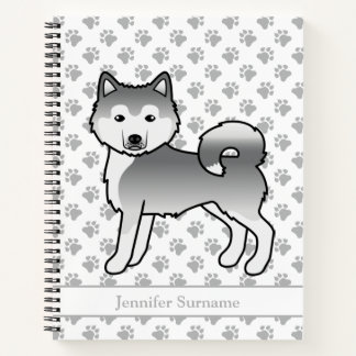 Silver Alaskan Malamute Dog &amp; Custom Text Notebook