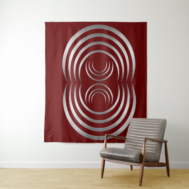 Silver Alien Symbols Gray Crop Circle Tapestry (In Situ)