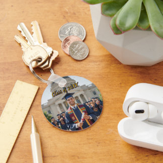 Silver Aluminum Photo Graduation Keychain