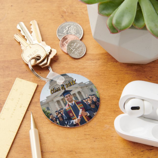 Silver Aluminum Photo Graduation Keychain (Desk)