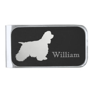 Silver American Cocker Spaniel Personalized Silver Finish Money Clip