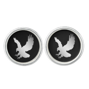 Silver American Eagle on Black Cufflinks