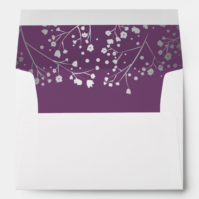 Silver and Amethyst baby's breath wedding Envelope (Back (Bottom))