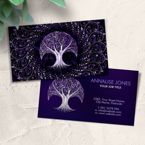 Silver and Amethyst Tree of life _ Yggdrasil  Business Card