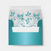 Silver and Aqua Floral Envelope for A2 Reply Card (Back (Bottom))