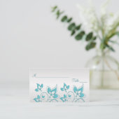 Silver and Aqua Floral Placecards (Standing Front)