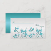 Silver and Aqua Floral Placecards (Front/Back)