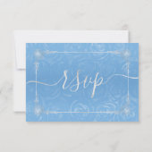 Silver and Bahama Blue Roses Elegant RSVP Card (Back)