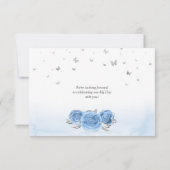 Silver and Bahama Blue Roses Elegant Save The Date (Back)