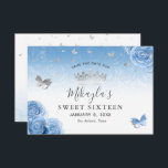 Silver and Bahama Blue Roses Elegant Save The Date<br><div class="desc">Looking for elegant save the date ideas that can be personalized for a silver and bahama blue party theme? Create your own beautiful princess themed stationery on these DIY template save the date invitations. The botanical art by Raphaela Wilson spotlights watercolor roses accented in pretty faux metallic silver, a crown...</div>