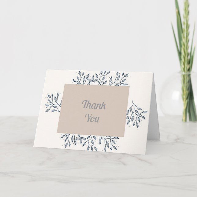 “Silver and Beige Blank Thank You Card (Front)