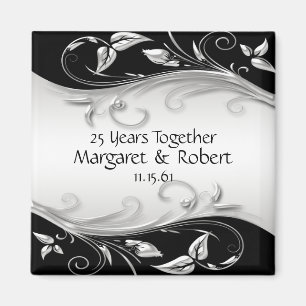 Silver and Black 25th Anniversary Magnet