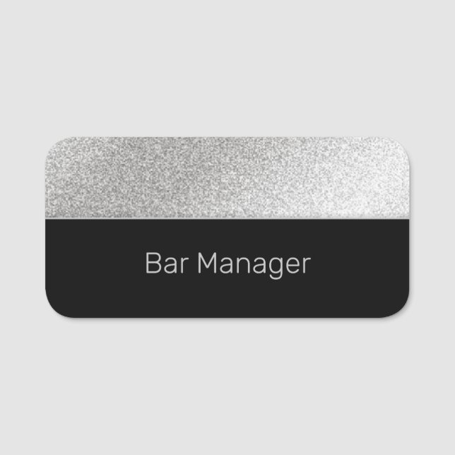 Silver and Black 3 Business Employee Name Tag (Front)