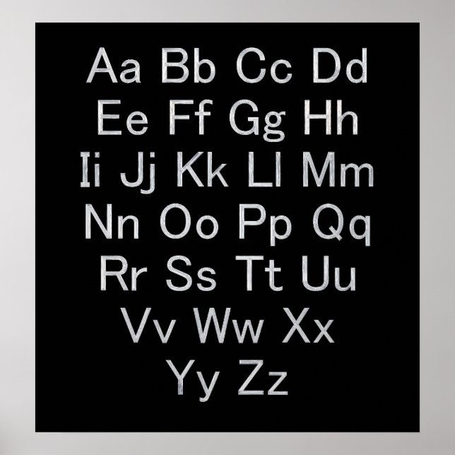 Silver and Black Alphabet Chart (Front)