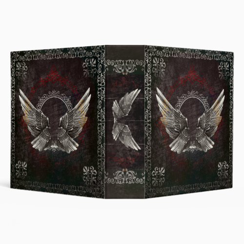 Silver and Black Angel Wing Spell Book 3 Ring Binder