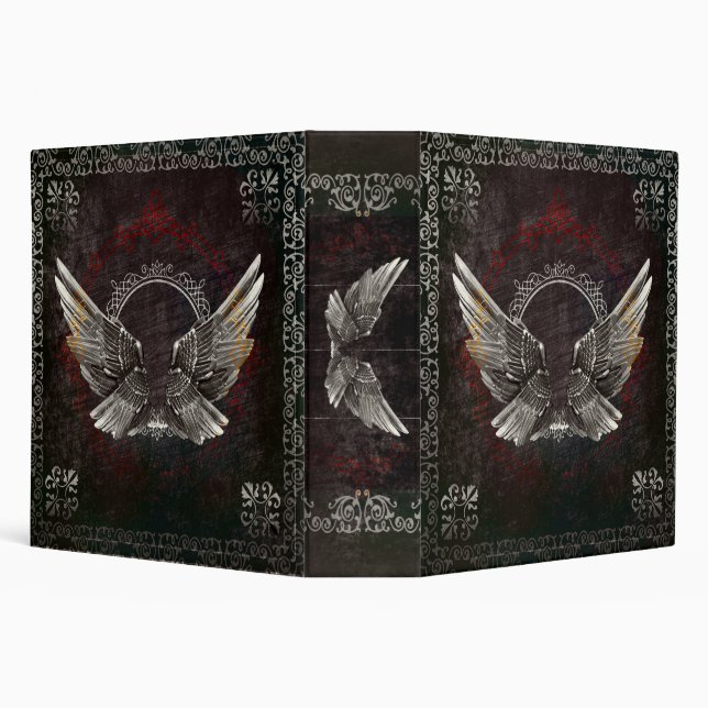 Silver and Black Angel Wing Spell Book 3 Ring Binder (Background)