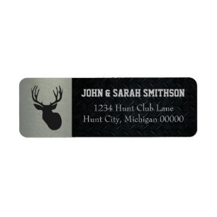 Silver and Black Antlered Deer Return Address Label