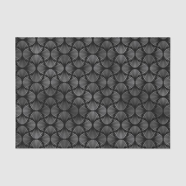 Silver and Black Art Deco Pattern Tissue Paper (Front)