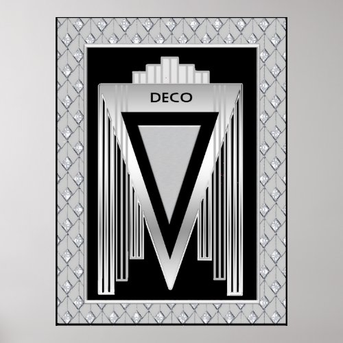 Silver and Black art Deco  Poster
