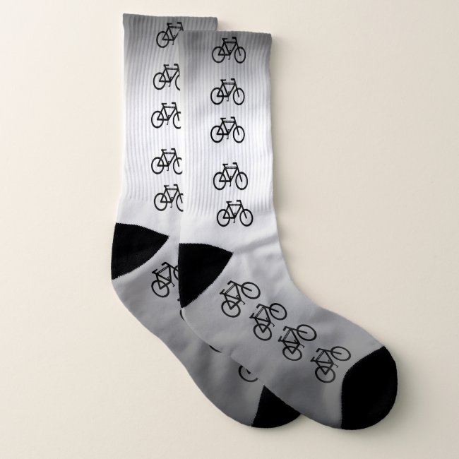 Silver and Black Bicycle Pattern Sports Socks