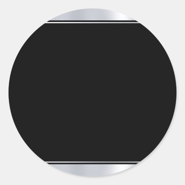 Silver And Black Blank Modern Elegant Template Classic Round Sticker (Front)