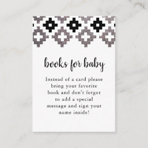 Silver and Black Boho Baby Shower Book Request Enclosure Card