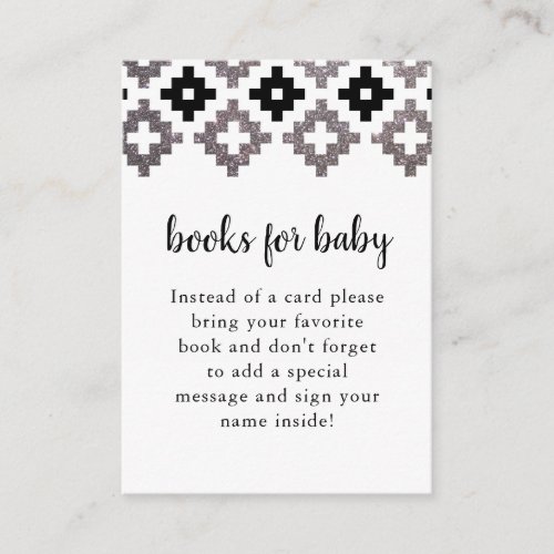 Silver and Black Boho Baby Shower Book Request Enclosure Card