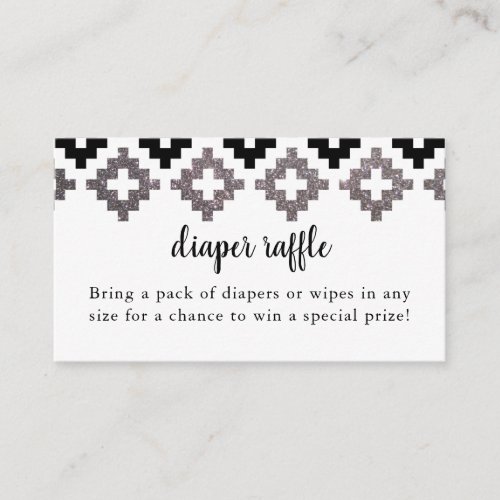 Silver and Black Boho Baby Shower Diaper Raffle Enclosure Card