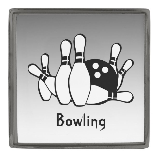 Silver and Black Bowling Sports Lapel Pin