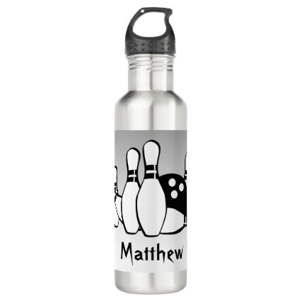 Silver and Black Bowling Water Bottle