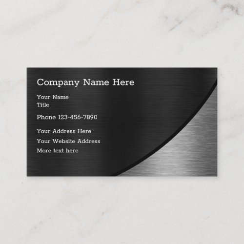 Silver And Black Brushed Metal Look Business Card