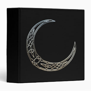 Silver And Black Celtic Crescent Moon 3 Ring Binder