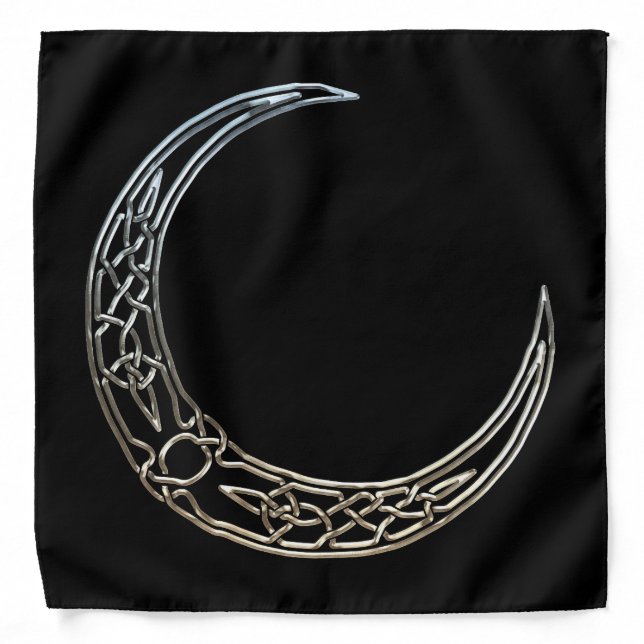 Silver And Black Celtic Crescent Moon Bandana (Front)
