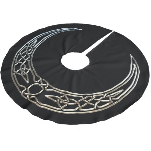 Silver And Black Celtic Crescent Moon Brushed Polyester Tree Skirt