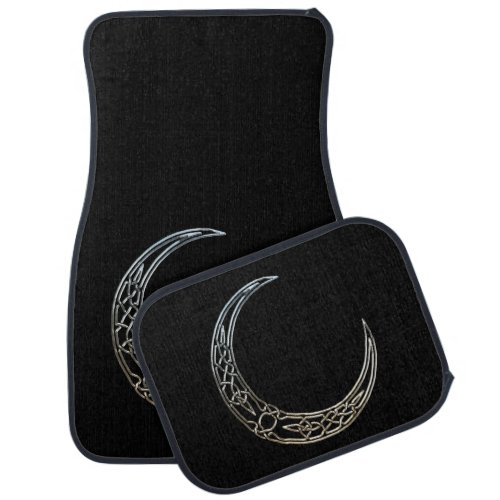 Silver And Black Celtic Crescent Moon Car Floor Mat