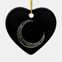 Silver And Black Celtic Crescent Moon