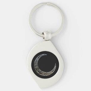 Silver And Black Celtic Crescent Moon Keychain