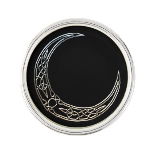 Silver And Black Celtic Crescent Moon Lapel Pin