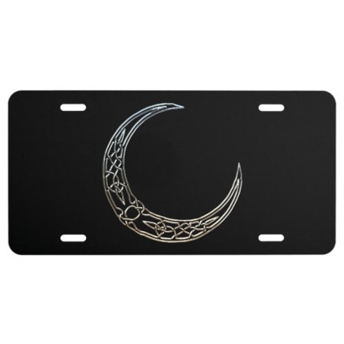 Silver And Black Celtic Crescent Moon License Plate
