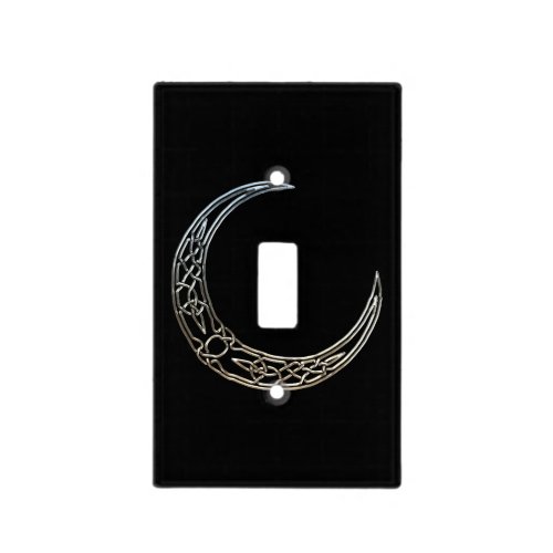 Silver And Black Celtic Crescent Moon Light Switch Cover