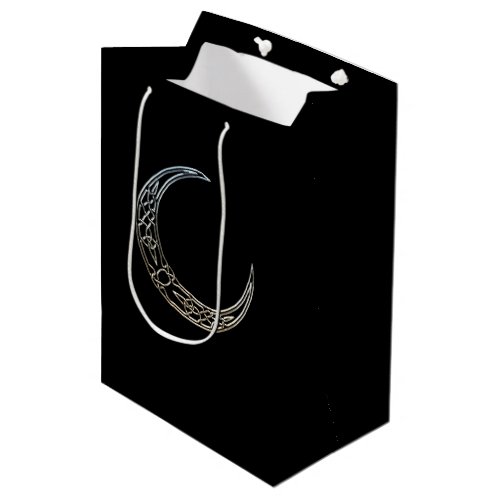 Silver And Black Celtic Crescent Moon Medium Gift Bag