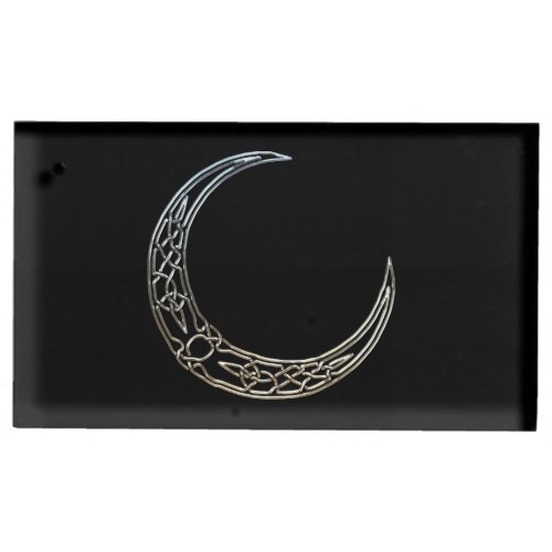 Silver And Black Celtic Crescent Moon Place Card Holder