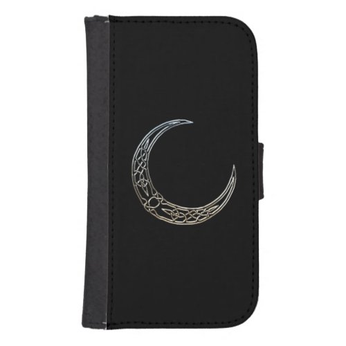 Silver And Black Celtic Crescent Moon